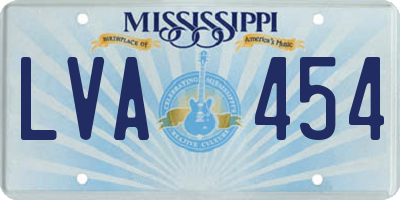 MS license plate LVA454
