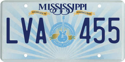 MS license plate LVA455