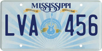 MS license plate LVA456