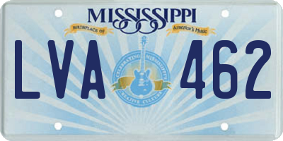 MS license plate LVA462