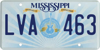 MS license plate LVA463