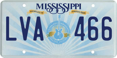 MS license plate LVA466