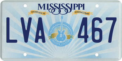 MS license plate LVA467