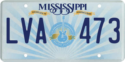 MS license plate LVA473
