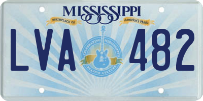 MS license plate LVA482