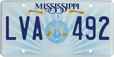 MS license plate LVA492