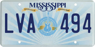 MS license plate LVA494
