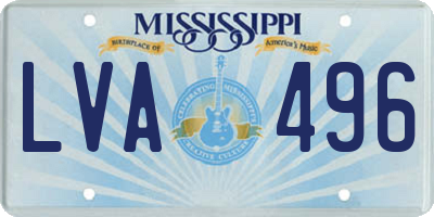 MS license plate LVA496