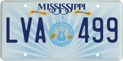 MS license plate LVA499