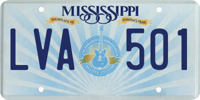 MS license plate LVA501