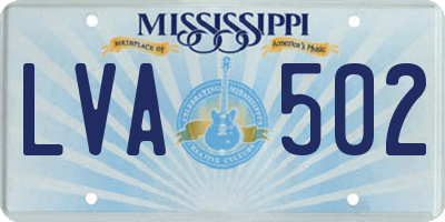 MS license plate LVA502