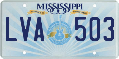 MS license plate LVA503
