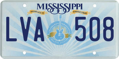 MS license plate LVA508