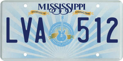 MS license plate LVA512