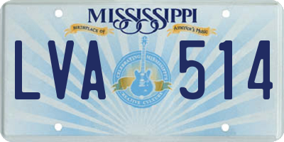 MS license plate LVA514