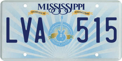 MS license plate LVA515