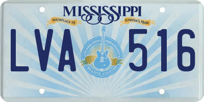 MS license plate LVA516