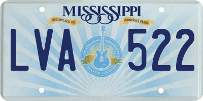 MS license plate LVA522