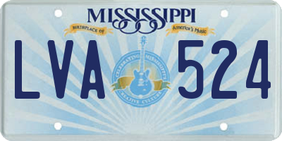 MS license plate LVA524