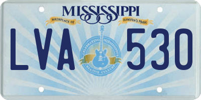 MS license plate LVA530