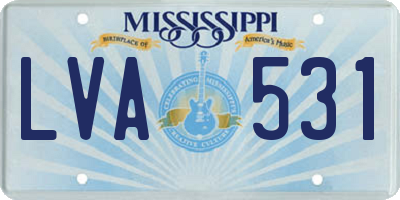 MS license plate LVA531