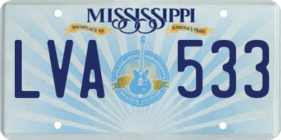 MS license plate LVA533