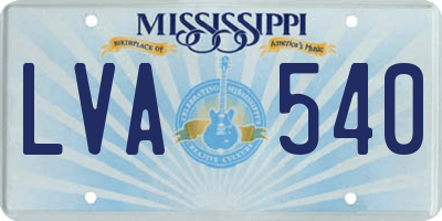 MS license plate LVA540