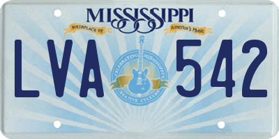 MS license plate LVA542
