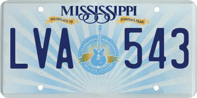 MS license plate LVA543
