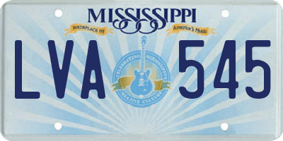 MS license plate LVA545