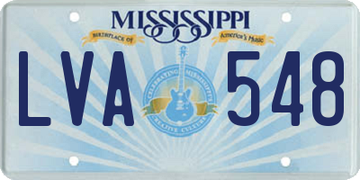 MS license plate LVA548