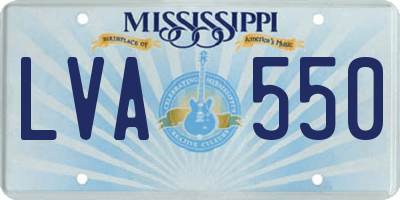 MS license plate LVA550