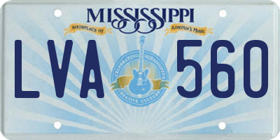 MS license plate LVA560