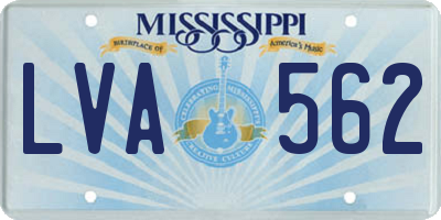 MS license plate LVA562