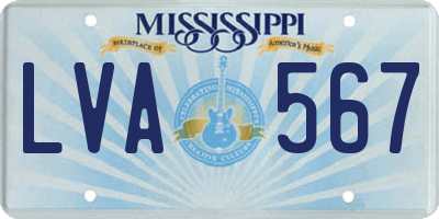 MS license plate LVA567