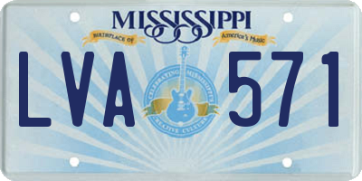 MS license plate LVA571