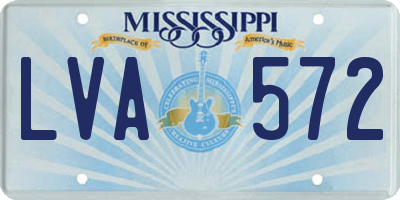 MS license plate LVA572