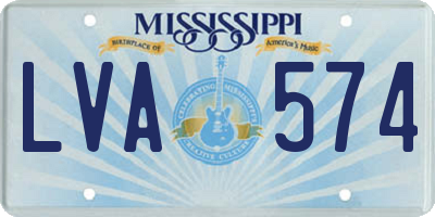 MS license plate LVA574