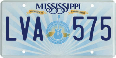 MS license plate LVA575