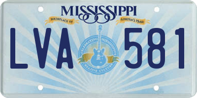 MS license plate LVA581