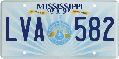MS license plate LVA582
