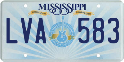 MS license plate LVA583