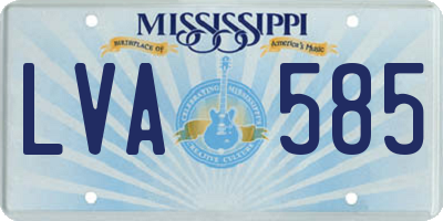 MS license plate LVA585