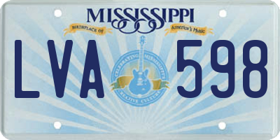 MS license plate LVA598