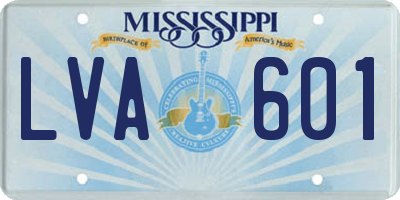 MS license plate LVA601