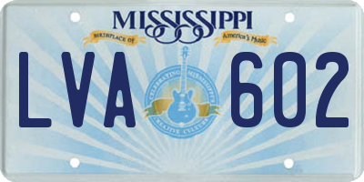 MS license plate LVA602