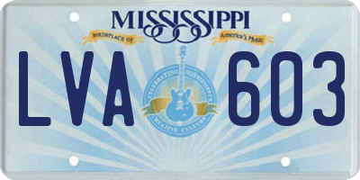 MS license plate LVA603