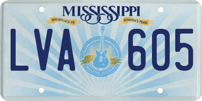 MS license plate LVA605