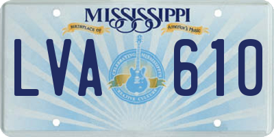 MS license plate LVA610