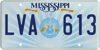 MS license plate LVA613